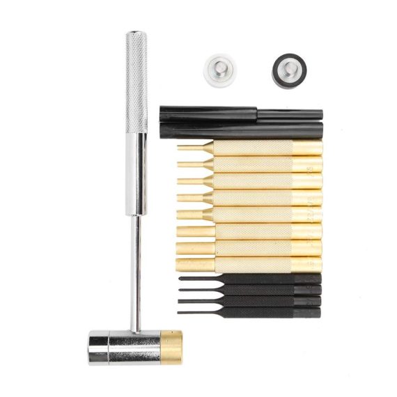 17-teiliges Splintentreiber Punch Set aus Messing und Edelstahl mit Doppelkopfhammer – Hochwertiges Wartungswerkzeug für Fixierung und Präzisionsarbeiten