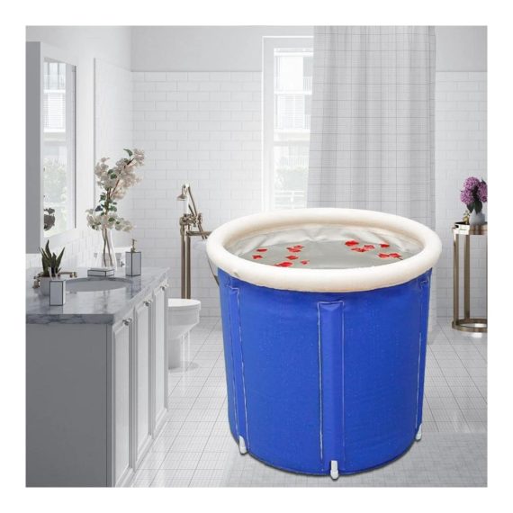 Aufblasbare Tragbare Badewanne - Kompakte PVC-Faltwanne (70x70cm) für Erwachsene Rundes Design mit Isolationsbaumwolle - Ideal für Dusche und Eisbad Whirlpool-Badewannenfass