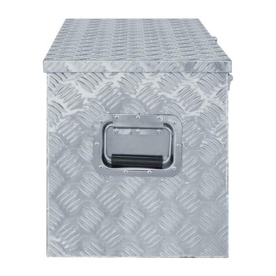 Aluminium Werkzeugkasten mit Schließsystem | Allzweck Transportkoffer 110x38.5x40cm | Deichselbox | Staukasten Alukiste Alubox | Silbern | Ideale Aufbewahrung für Werkzeuge