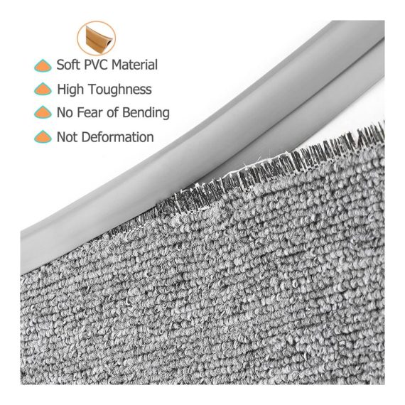 Selbstklebendes Teppichkantenband - Flexibles PVC Schneidbar Teppichumrandung für Fußmatten - Grau - 2000 cm - Ideal für Teppich-zu-Fliesen/Fliesen-zu-Teppich