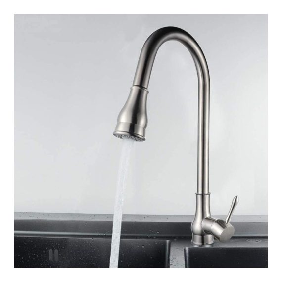 360° Drehbare Einhand-Einloch-Spülbeckenarmatur mit Touch-On-Funktion Herunterziehbarem Sprayer und Chrom-Finish - Hochwertiger Wasserhahn aus Massivem Messing für Küchenspülen