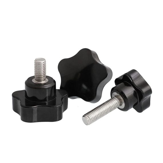 M4 Rändelschrauben - 4 Stück Sternkopfschrauben Schwarz Gewinde Klemmknopf Kopfdurchmesser 25mm Größe M4*(8-50mm