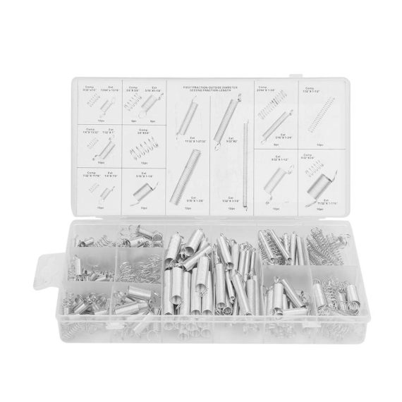 Federzwingen Kit 200 Stück Metallfedern in 20 Größen – Zug-Druckfeder-Sortiment mit praktischer Box