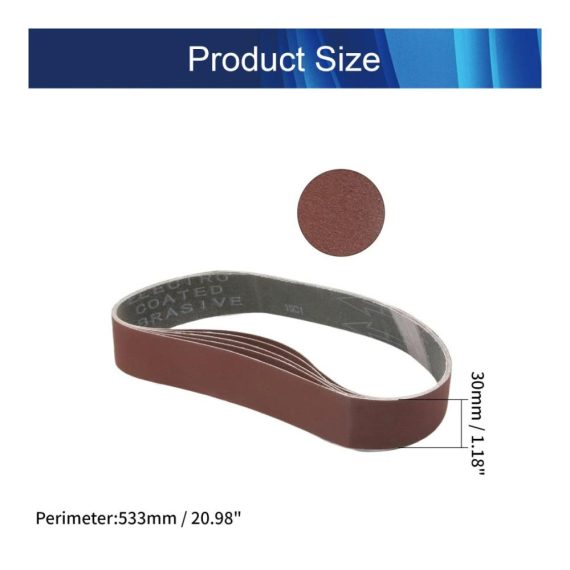 Schleifbänder 5er Set 533x30mm Aluminiumoxid Körnung 400/600/800/1000 – Bandschleifer Zubehör für präzises Schleifen in Elektrowerkzeugen
