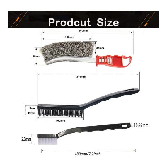 9-teiliges Drahtbürsten-Set Edelstahl Messing Nylon - Ideal für Schweißschlacken Holz & Rostentfernung