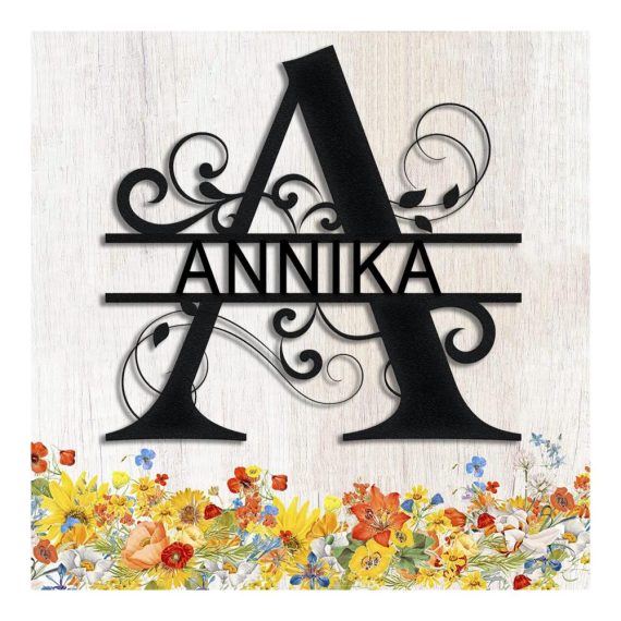 Personalisiertes Metall-Türschild mit Familiennamen Monogramm & Alphabet-Deko