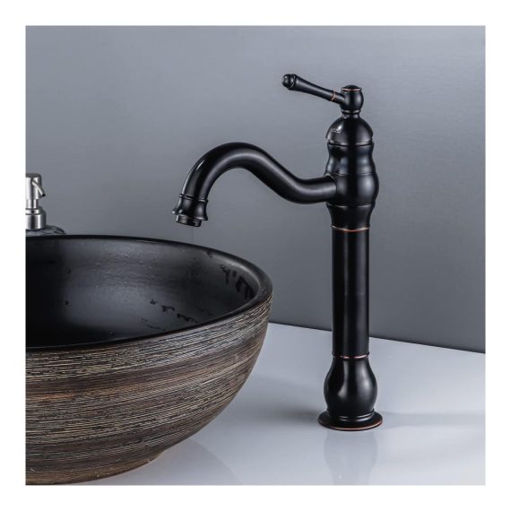 Bidet-Armaturen FWZZQ Wasserhahn Bad Schwarz Retro 360° Schwenkbar - Hochwertige Messing Waschtischarmatur mit Einhebel für Nostalgie Badezimmer