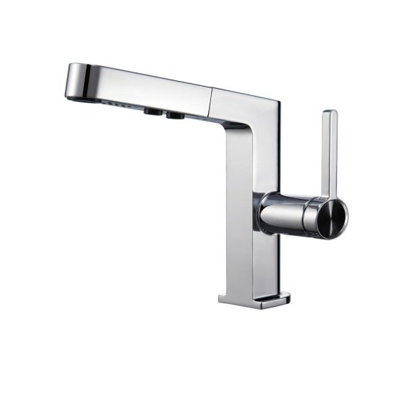 Chrom Handbrausen Waschtischarmatur - Moderne Badezimmerarmatur mit ausziehbarer Handbrause (2 Modi) für Waschbecken - Hochwertige Waschtischarmaturen mit Handbrause für Ihr Badezimmer