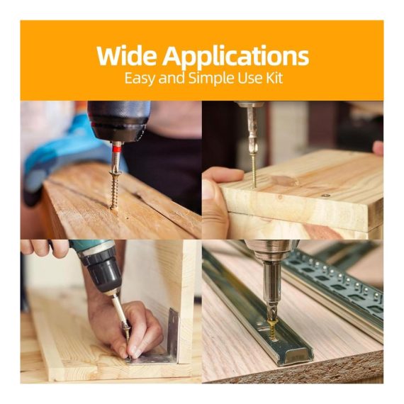 Holzschrauben Set 360 Stück - Selbstschneidende Schrauben Kreuz & Flachkopf - Senkkopf Betonschrauben Sortiment für Türscharniere Reparaturen & DIY-Projekte - Aufbewahrungsbox inklusive (Gelb