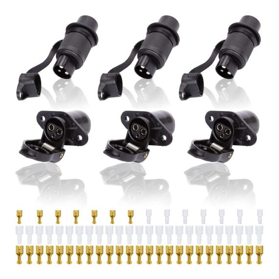 3x3 Poliger Stecker und Steckdose Set für Traktoren - DIN 9680 Wasserdicht 12V/24V 3 Polig 3 Stück