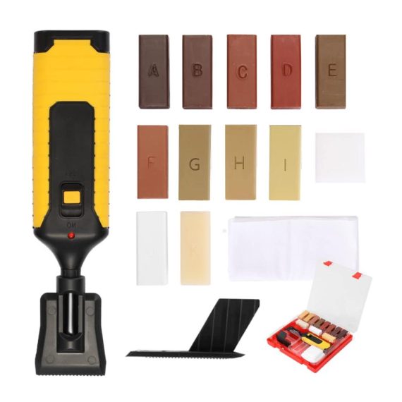 Holzkitt Kratzer-Reparatur-Set 11 Farbtöne Gusseisenwachs für Laminat & Parkett | Fugenwiederherstellung für Böden & Möbel
