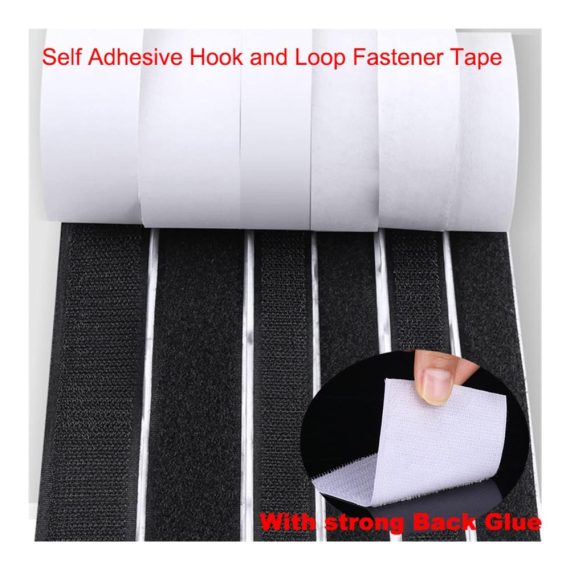 Selbstklebendes Klettverschlussband 5m/Paar Hochfestes Gewebeband mit Nylonhaken Magisches Klebeband für Heimwerker 16-110 mm Schwarz 38mm - Hook and Loop inklusive Kleber