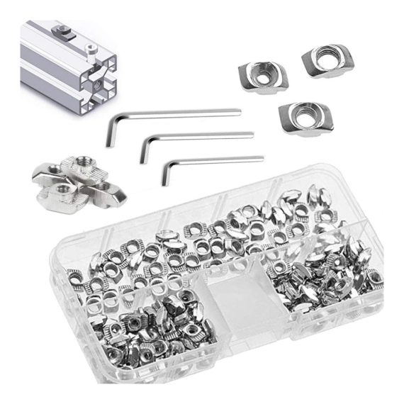 Aluminiumprofil T-Nut-Muttern Set 93-teilig – Zaky T-Mutter 3030 Serie mit Nutensteinen M4/M5/M6 für Europäischen Standard | Inklusive 3 Schraubenschlüssel