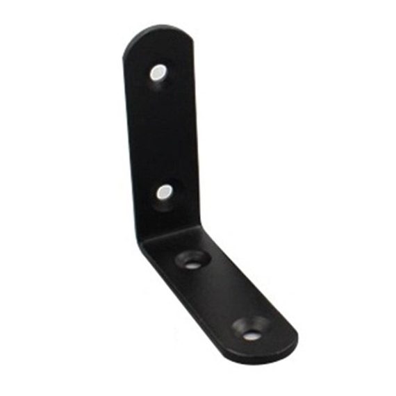 Klarer 90-Grad Winkelverbinder aus dickem schwarzen Edelstahl (20 Stück) - L-förmiger Möbel- und Lamellenverbinder (65mm