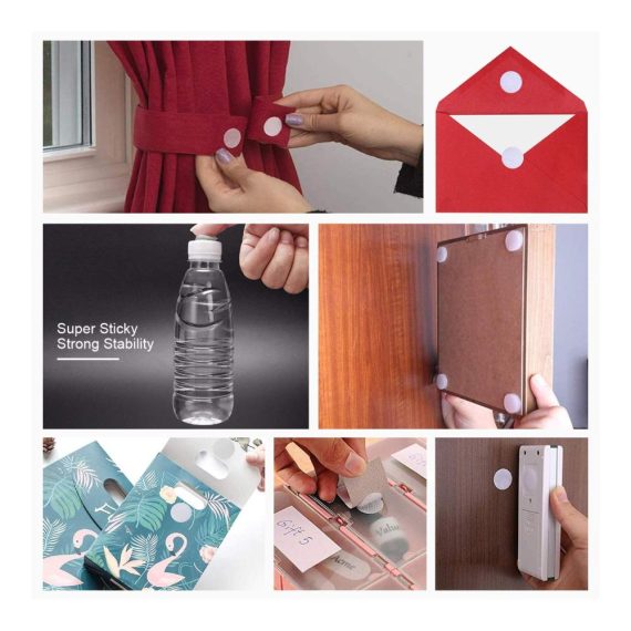 Selbstklebende Gewebebänder Klettverschluss-Set - Extra Stark Weiß 8m x 20mm Rund 50mm/20mm (Je 10 Paar) - Perfekt für DIY-Projekte Moskitonetze an Türen und Fenstern - Vielseitig einsetzbar
