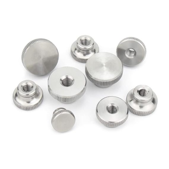 Rändelmuttern Set aus hochwertigem 304-Edelstahl - M6 Gerändelte Daumenmuttern mit Sackloch und hohem Kopf (4 Stück