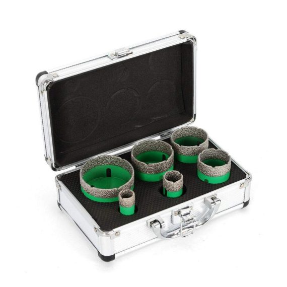 Diamant Bohrkrone Set für Fliesen & Glas - 6 Profi Diamantbohrer mit Aluminiumgehäuse | Ideal für Keramik Granit & Steinfliesen | M14 Spindel für Winkelschleifer | Dichte Diamantschicht für präzises Bohren