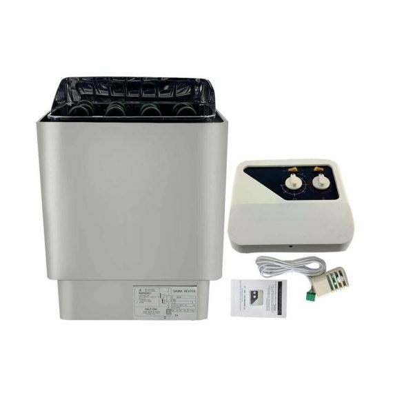 Cozyel 9KW Elektro Saunaofen - Wandmontage Edelstahlmantel Außensteuerung - Ideal für 9-14m³ Saunaräume Zuhause SPA & Dusche - 380V Trockensauna Heizung (32-210 ℉