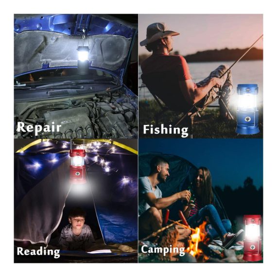 LED Campinglampe Solar | Wiederaufladbare USB Taschenlampe | Wasserdicht & Notfallleuchte für Outdoor-Aktivitäten | Zeltleuchte für Wandern Angeln & Ausfälle (schwarz