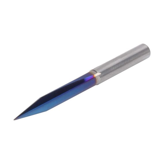 CNC-Fräser-Bit-Set 5-teiliges V-förmiges Gravur-Bit mit Nano-Blau-Beschichtung 2-schneidiges Wolframstahl-Schriftzug-Schnitzwerkzeug 4 mm Schaft – Ideale Präzision für gerade Einsätze und 30° Gravuren