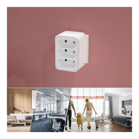 3-Fach Steckdosenadapter EU Stecker - Kompakter Doppelstecker für Reisen und Büro - 250V/16A 3680W Max - Praktischer 3 in 1 AC Adapter