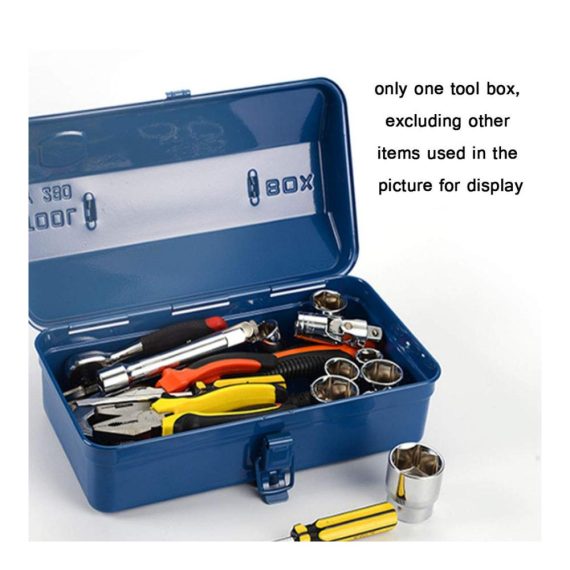 Metall-Werkzeugkoffer - Abschließbare Werkzeugbox (Blau) 365×160×110mm Tragegriff - Leer zur optimalen Aufbewahrung von Werkzeugen