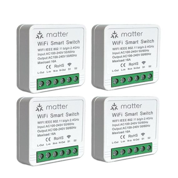 4er Set Smart & Ferngesteuerte Stecker DIY Relaismodule für die perfekte Smart Home Automatisierung mit Ewelink Alexa Google Home & Apple Home Kompatibilität - Inklusive Smart Lichtschalter und Matter Mini Smart Schalter
