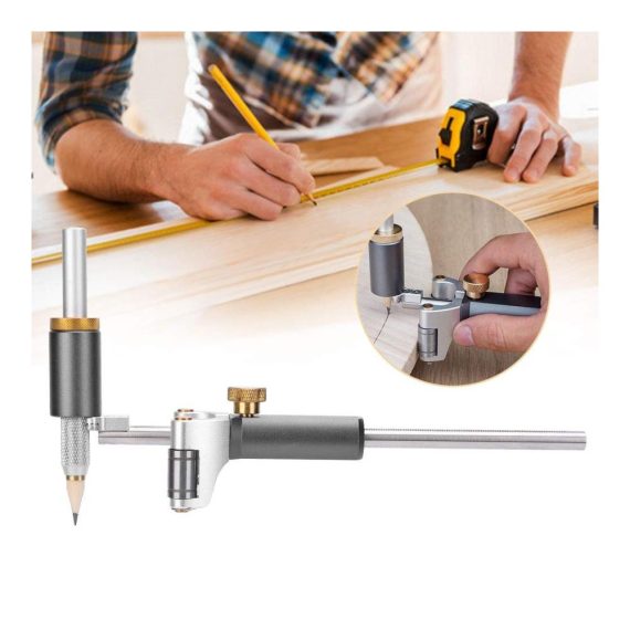 Multifunktions-Reißnadel für Holzbearbeitung Präzise Anreißlineal mit Linearbogen Doppelzweck-Parallellinien Radmarkierungslehre und DIY-Messwerkzeug