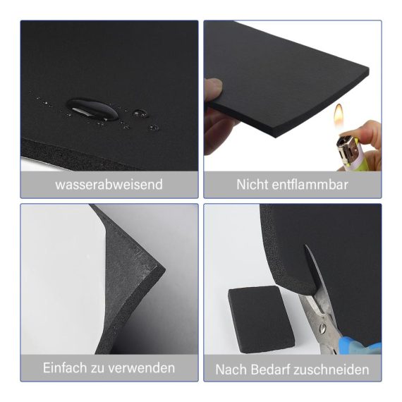 Selbstklebende Zellkautschukrolle 300mm(B) x3mm(D) x1.5m(L) - Multifunktionale Neopren-Schaumstoffplatte für DIY-Projekte (Schwarz