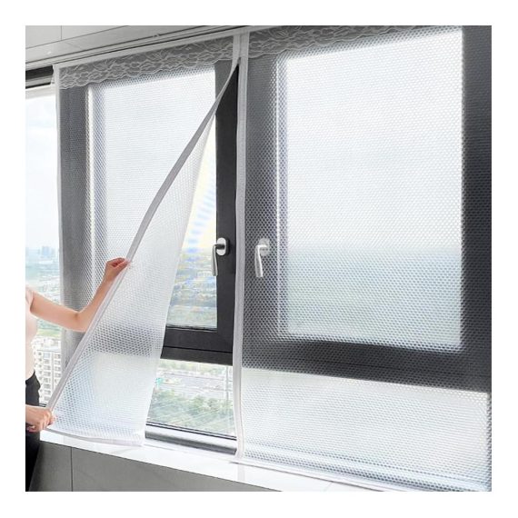 Premium Winterfenster-Isolierungsset inkl. Fensterdichtung Winddichter Fensterfolie Verdunkelungsvorhänge & Wärmeisolierung - Einfache Installation Anpassbar (W150xH100cm) Kälteschutz ohne Bohren