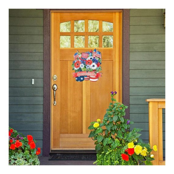 Unabhängigkeitstag Türschild | Holz Türschild mit patriotischer Flagge - Ideal für Haustür Veranda Wand und Fenster