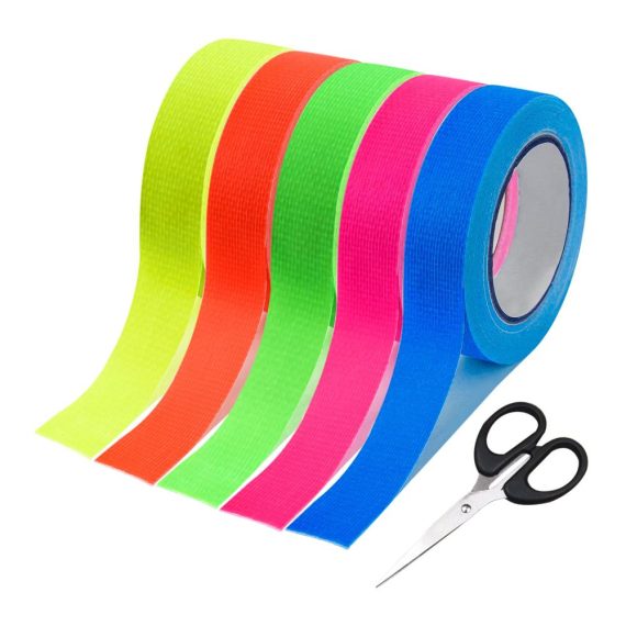 Fluoreszierendes Panzertape Set - 15 Rollen UV Schwarzlicht Neon Klebeband 5mm*20m Ideal für Partys Kunst Handwerk und Dekorationen in 5 Farben