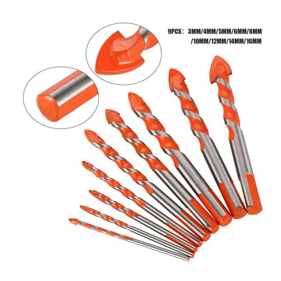 Professionelles 9-teiliges Keramikbohrer-Set für Fliesen & Glas - Präzise Fliesenbohrer von 3-16 mm - Ideal für präzises Bohren in Fliesenoberflächen