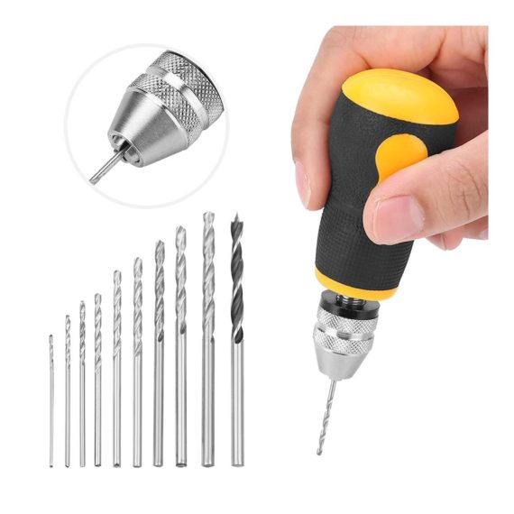 Präzisions-Handbohrer-Set mit 10 Bohrern (08-30 mm) - Ideal für Holzbearbeitung Stiftschraubstock und Handwerk Spiralbohrer inklusive