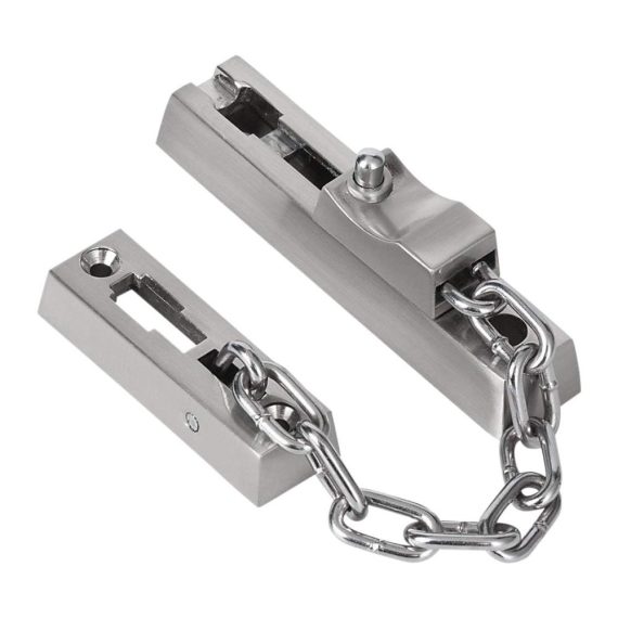 Sicherheitsschloss Türkette aus verdicktem Edelstahl mit gebürsteter Oberfläche - Inklusive 4 Schrauben (Silber