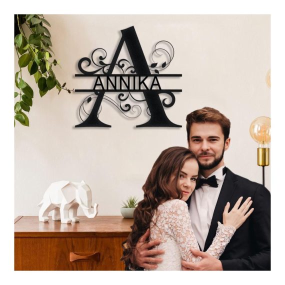 Personalisiertes Metall-Türschild mit Familiennamen Monogramm & Alphabet-Deko