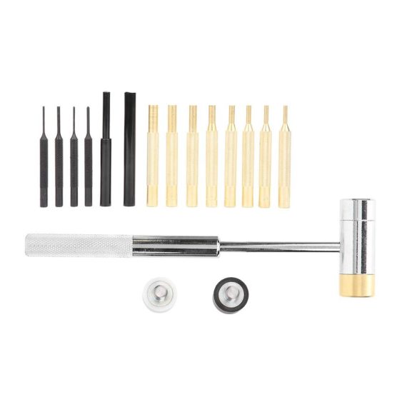 17-teiliges Splintentreiber Punch Set aus Messing und Edelstahl mit Doppelkopfhammer – Hochwertiges Wartungswerkzeug für Fixierung und Präzisionsarbeiten