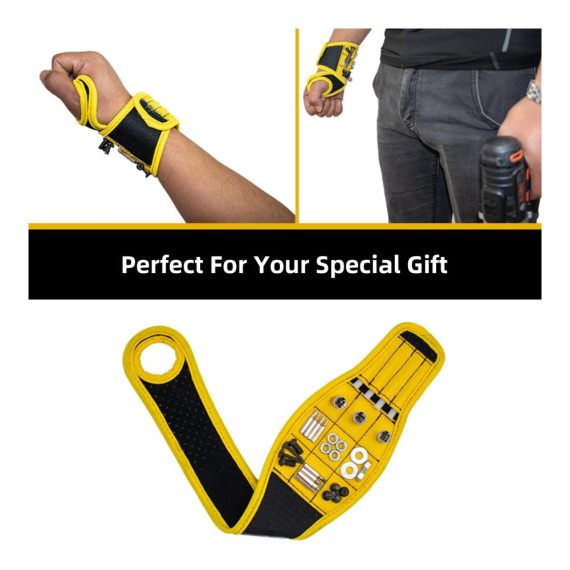 Magnetisches Armband mit Werkzeuggürtel - Schrauben Nägel Bohrerhalter - Handgelenkmagnet für Männer - Coole Gadgets und Geburtstagsgeschenke für Heimwerker
