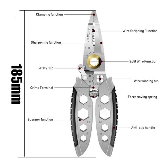 7-Inch Multi-Purpose Wire Stripper & Crimper Tool - Heavy Duty Electrical Stripping Cutting and Crimping - Professional 4-in-1 Gift Tool for Wires
