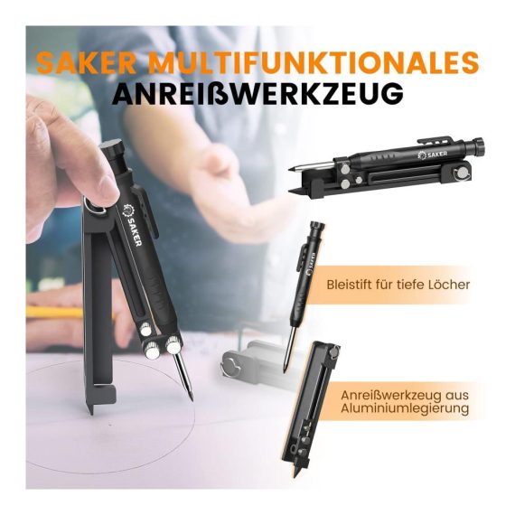 Multifunktionale Reißnadeln Saker Baustift-Set für DIY Holzbearbeitung Zimmermannsbleistift mit Tieflochstift