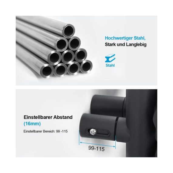 Badheizkörper Flachdesign 400x899mm - Handtuchtrockner Anthrazit 399W für Badezimmer - Seitenanschluss Handtuchwärmer mit Stil