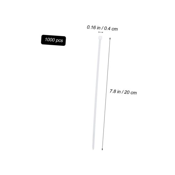 1000er Pack Nylon Kabelbinder - 8 Zoll Strapazierfähige Reißverschlussbänder für Werkstatt und Haushalt