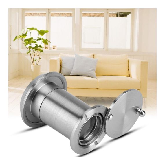 Türspion mit 220-Grad-Weitwinkel und Sichtschutzabdeckung – Home Security Guckloch für 35 mm bis 60 mm Türen Optisches Glas Silberfarben Gebürstet