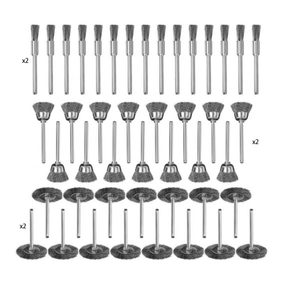 Drahtbürsten Set 90-teilig für Bohrmaschine - Topfbürste mit 3mm-Schaft Edelstahl Pinselbürste für Polieren Schleifen und Reinigen