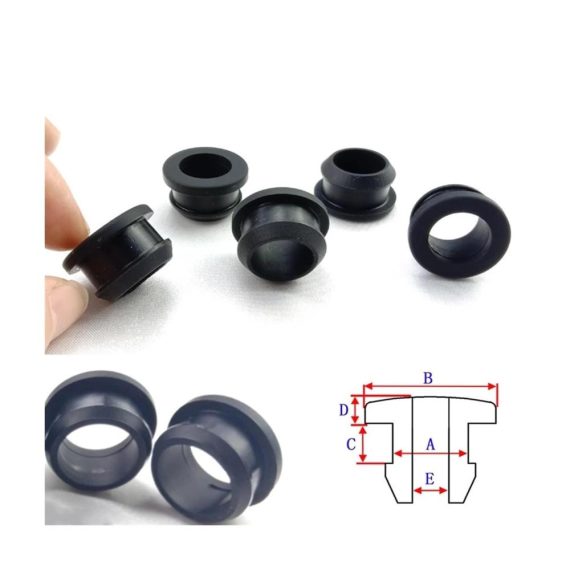 Gummi Schutzkappen Set Schwarze Snap-on-Lochstopfen Drahtkabel-Verdrahtungsbuchsen O-Ringe Dichtungen - 2–30 mm - 4 Stück A16mm (E 12mm