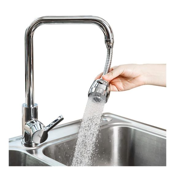 2er Set Flexibler Wasserhahn-Aufsatz mit 360° Drehung | Luftsprudler für Küchenarmaturen und Duschen | Wassersparender Strahlregler mit 2 Modi