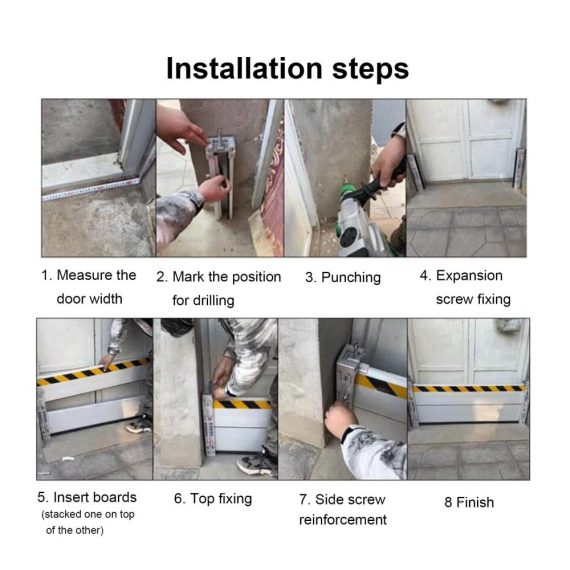 Aluminium Türdichtung & Zugluftstopper - Hochwasserschutzbarriere für Garage Einzelhandel & Zuhause - 20cm Höhe Wiederverwendbar Draußen Überschwemmungsschutz