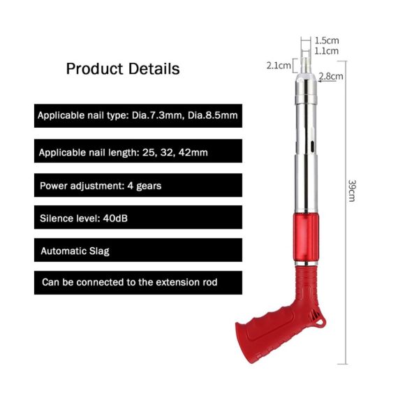 Tragbarer Handnieter für Nagler & Tacker – Leistungsstarker 4-Gang Concrete Nailer mit einstellbarer Kraft für Deckeninstallation und Deckendekoration – Handnagler Hardware Tools (200 Stück 25mm Rundkopfnägel inklusive