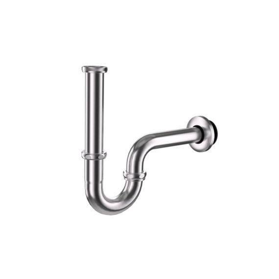 Universal Edelstahl-Siphon für Waschbecken mit langem Tauchrohr - Genormtes 1 1/4 Zoll Abflussrohr rostfrei inklusive Gummimanschette