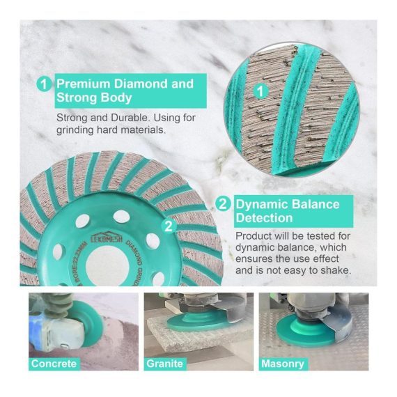 125mm Diamant-Trennscheibe mit Turbo-Segmenten für Beton Granit Marmor und Mauerwerk - Hochleistungs-Diamant Schleiftopf für präzises Betonschleifen
